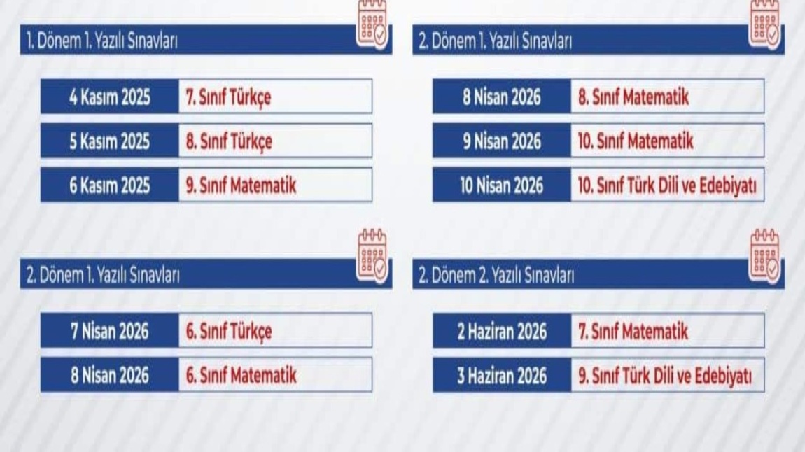 ÜLKE GENELİ ORTAK YAZILI SINAV TARİHLERİ BELLİ OLDU